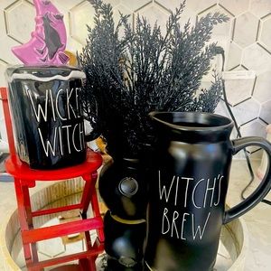 Rae Dunn witches brew pitcher and wicked witch with topper